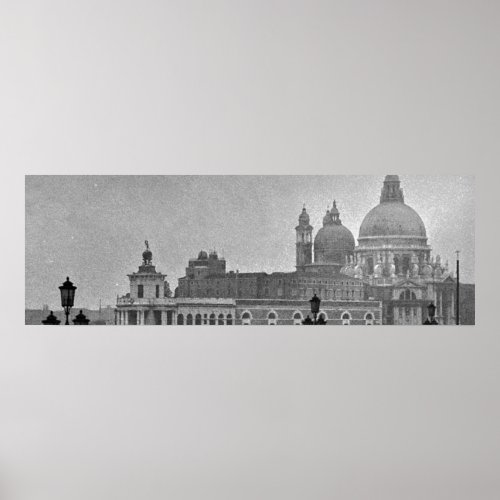 Black White Grand Canal Venice Italy Travel Poster