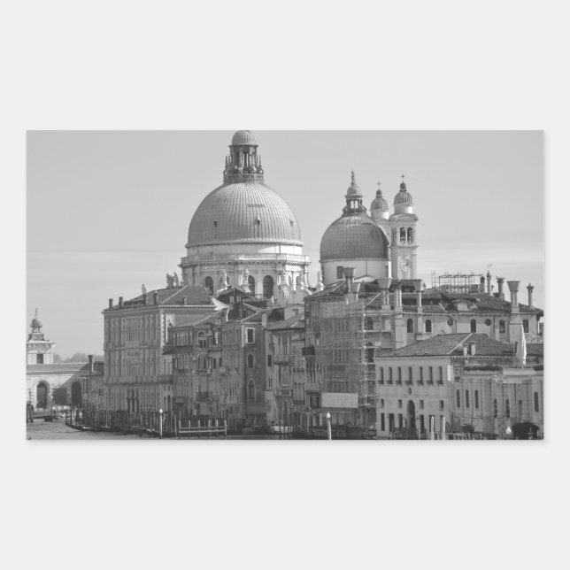 Black White Grand Canal Venice Italy Travel Rectangular Sticker (Front)