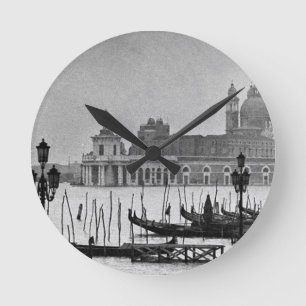 Black White Grand Canal Venice Italy Travel Round Clock