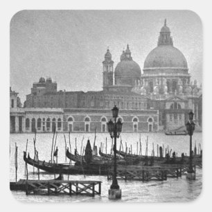 Black White Grand Canal Venice Italy Travel Square Sticker