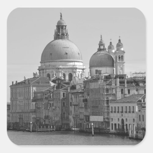 Black White Grand Canal Venice Italy Travel Square Sticker