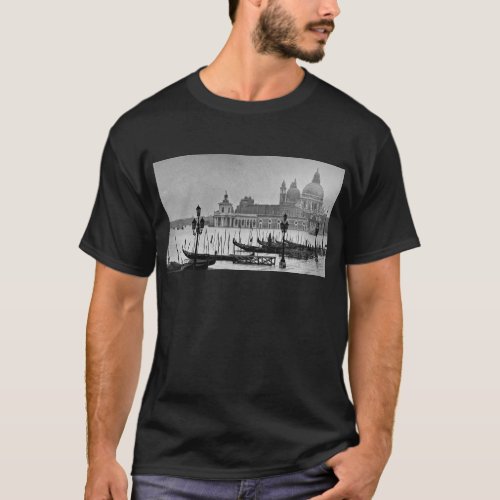 Black White Grand Canal Venice Italy Travel T_Shirt