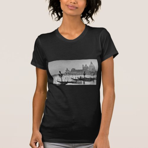 Black White Grand Canal Venice Italy Travel T_Shirt