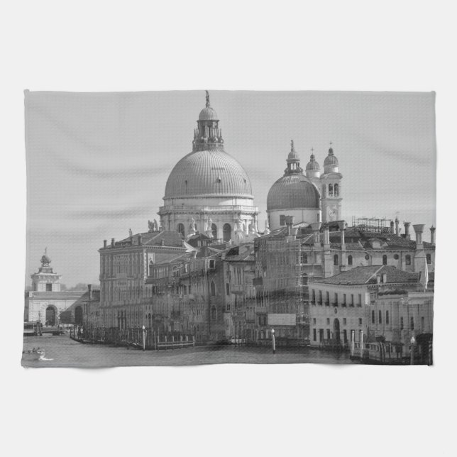 Black White Grand Canal Venice Italy Travel Towel (Horizontal)