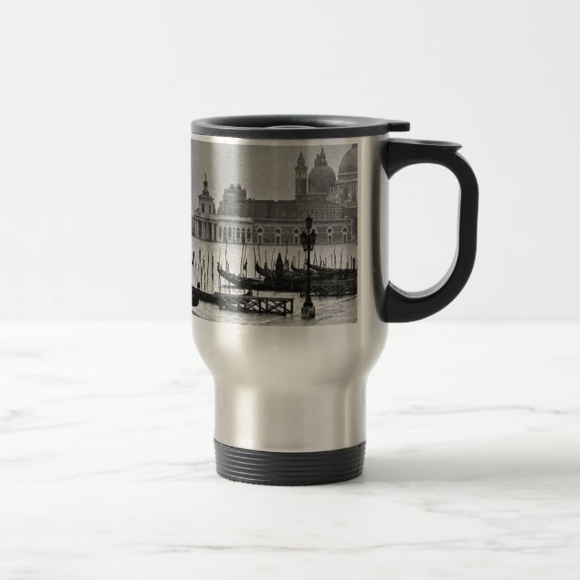 Black White Grand Canal Venice Italy Travel Travel Mug (Right)
