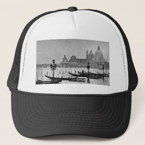 Black White Grand Canal Venice Italy Travel Trucker Hat