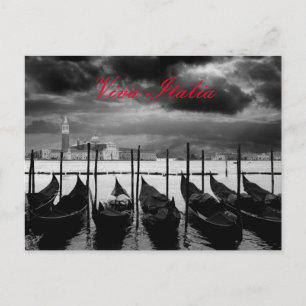 Black White Grand Canal Venice Viva Italy Travel Postcard