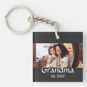 Black White Grandma Established Bold Photo Keychain
