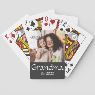 Black White Grandma Established Bold Photo Poker Cards
