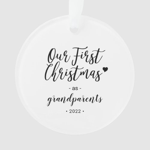 Black  White Grandparents First Christmas Photo Ornament