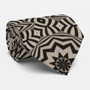 Black White Graphic Art Deco Pattern Tie Necktie