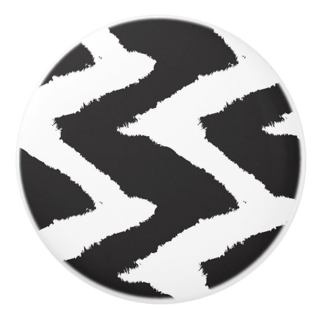 Black White Graphic  Ceramic Knob (Front)