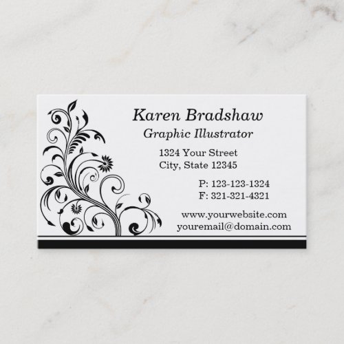 Black &amp; White Graphic Illustrator Business Cards