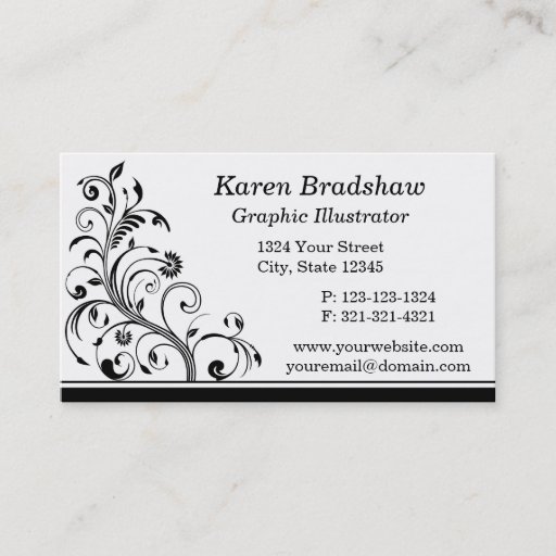 Customizable Black &amp; White Graphic Illustrator Business Cards