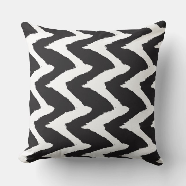 Black White Graphic  Throw Pillow (Front)