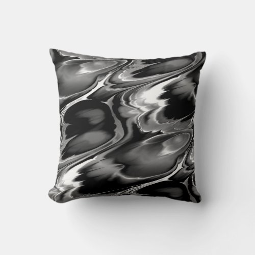 Black White  Gray Abstract Design Throw Pillow