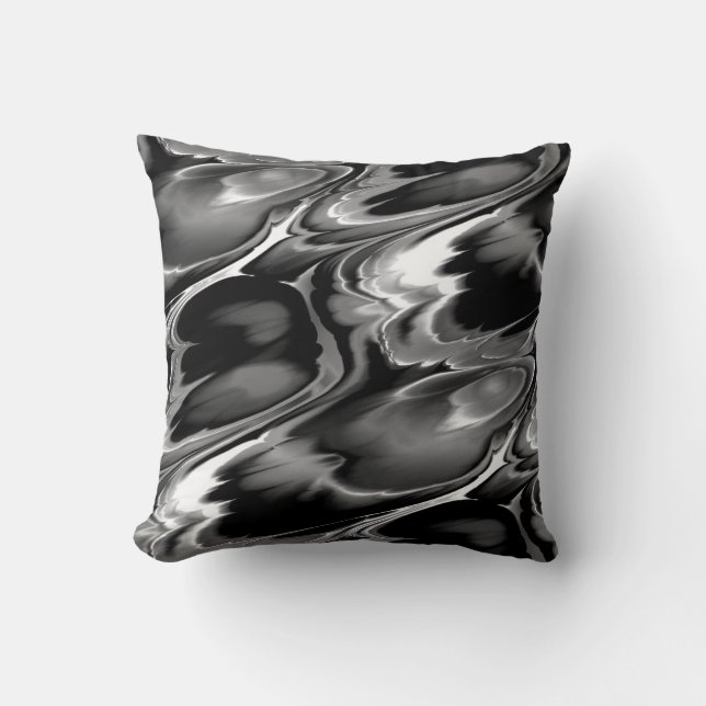Black White & Gray Abstract Design Throw Pillow (Front)