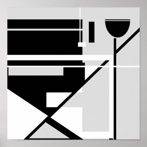 Black White Gray Abstract Directors Chair Design Poster