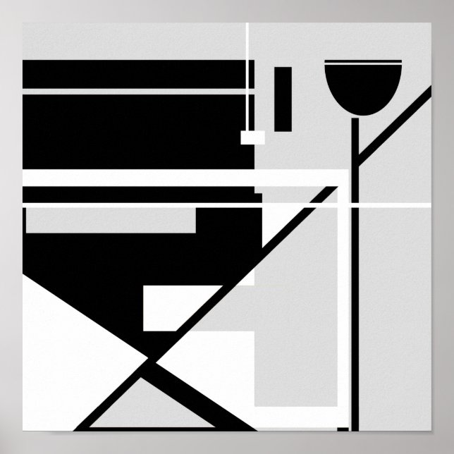 Black White Gray Abstract Director's Chair Design Poster (Front)