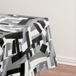 Black White Gray Abstract Geometric Patches Tablecloth