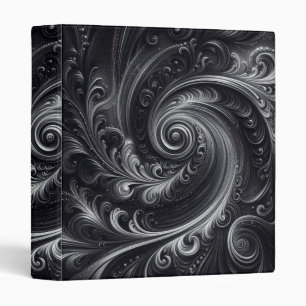 Black White Gray Abstract Modern Simple Swirl 3 Ring Binder