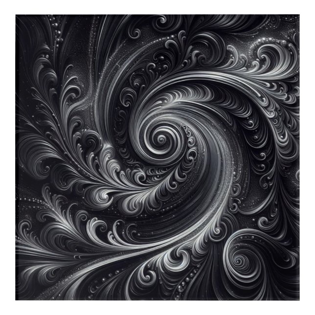 Black White Gray Abstract Modern Simple Swirl Acrylic Print (Front)