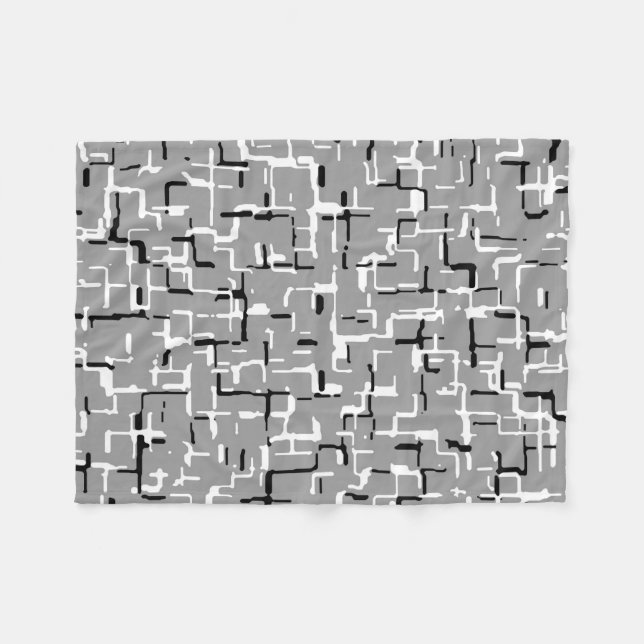 Black White Gray Abstract Pattern Fleece Blanket (Front (Horizontal))