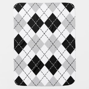 Black White Gray Argyle Baby Blanket