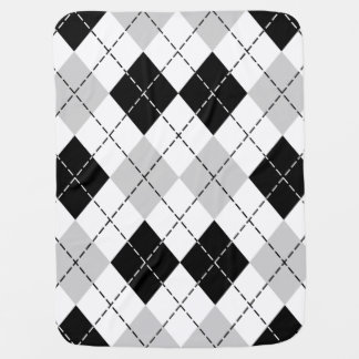 Black White Gray Argyle Baby Blanket