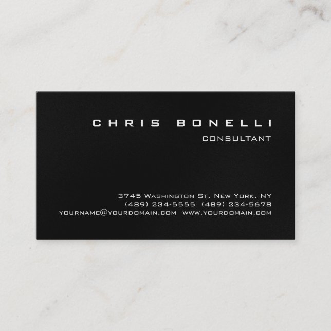 Black White Gray Attractive Business Card (Front)