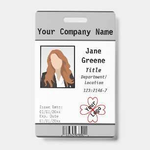 Black, White, Gray Barcode Photo ID Badge