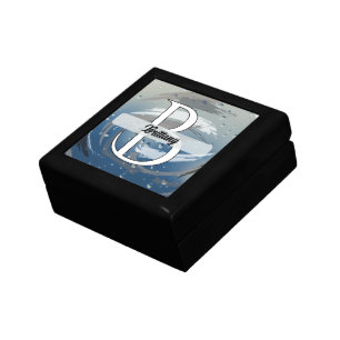 Black, White & Gray Brushstrokes Monogram Gift Box