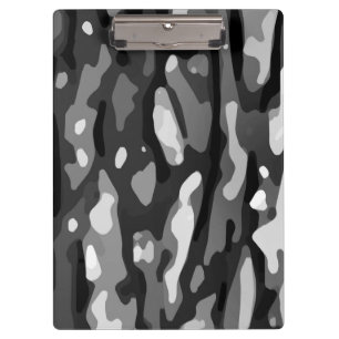 Black White Gray Camo Abstract Pattern Clipboard