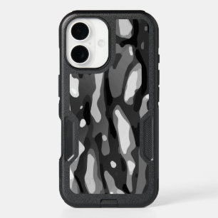 Black White Gray Camo Abstract Pattern iPhone 16 Case