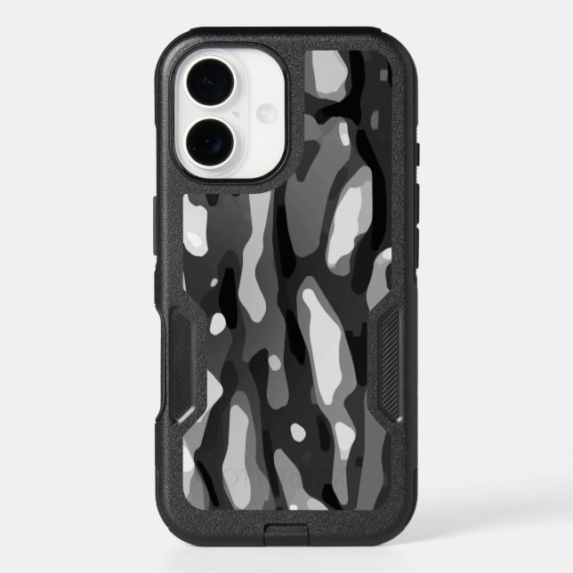 Black White Gray Camo Abstract Pattern Otterbox iPhone Case (Back)