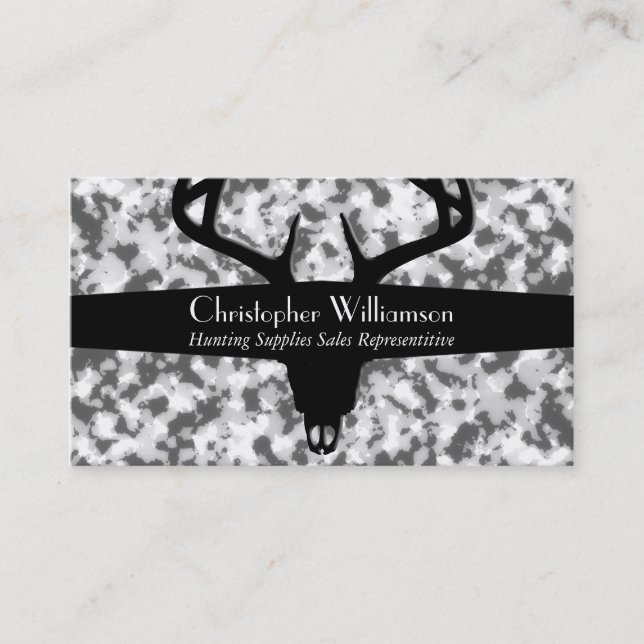 Black White & Gray Camouflage Business Card (Front)
