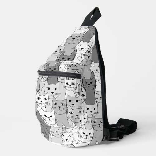 Black White Gray Cats Design Sling Bag