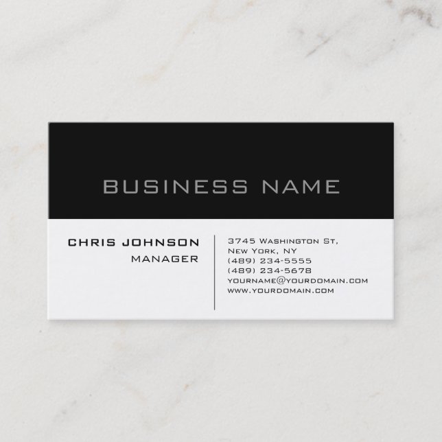 Black & White Gray Charming Manager Business Card (Front)