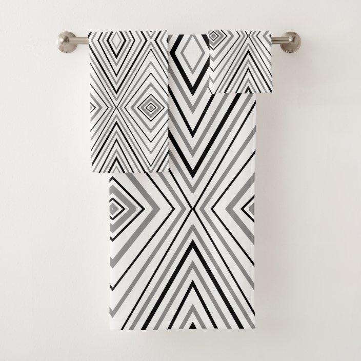 grey and white chevron towels