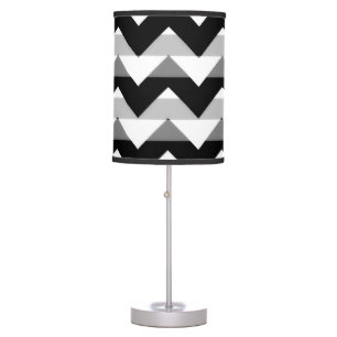 Black White Gray Chevron Zigzag Table Lamp