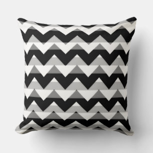 Black White Gray Chevron Zigzag Throw Pillow