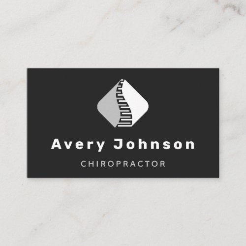 Black White  Gray Chiropractor Chiropractic Spine Business Card