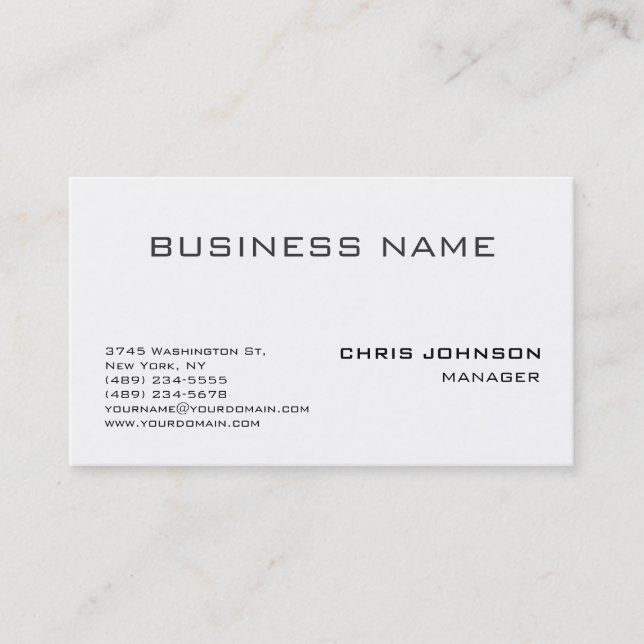 Black & White Gray Clear Manager Business Card (Front)