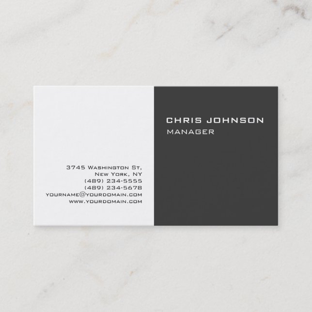 Black & White Gray Consultant Business Card (Front)