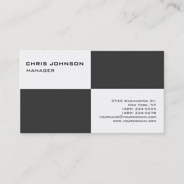 Black & White Gray Consultant Business Card (Front)
