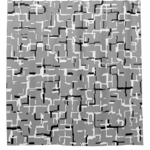Black White Gray COOL Abstract Pattern Shower Curtain