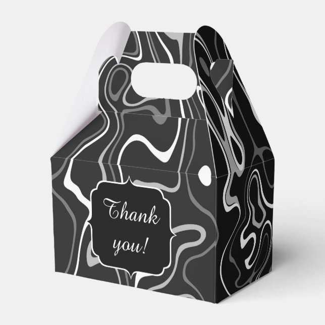 Black white gray damascus abstract swirls Monogram Favor Boxes (Back Side)