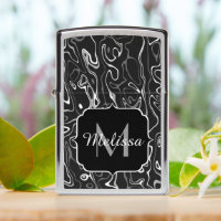 Damascus Black Pattern Custom Monogram & Name Zippo Lighter