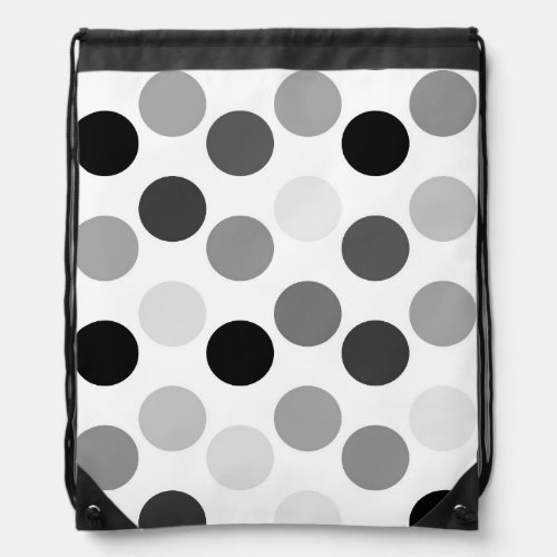 Black White Gray Geometric Polka Dots Pattern  Drawstring Bag