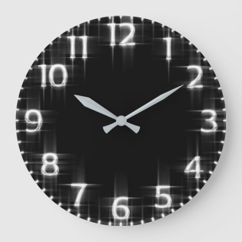 Black White Gray Grey Arabic Numbers Spark Light Large Clock